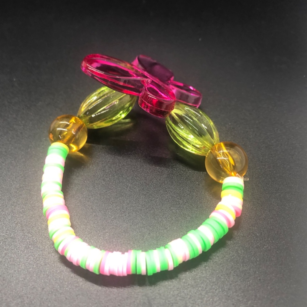 Butterfly Elastic Clay Beads Stretch Bracelet - Picture 3 of 14
